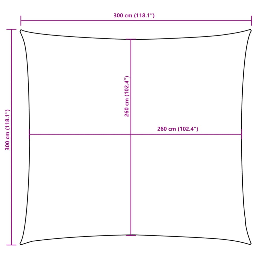 Para-sol estilo vela tecido oxford quadrado 3x3 m branco