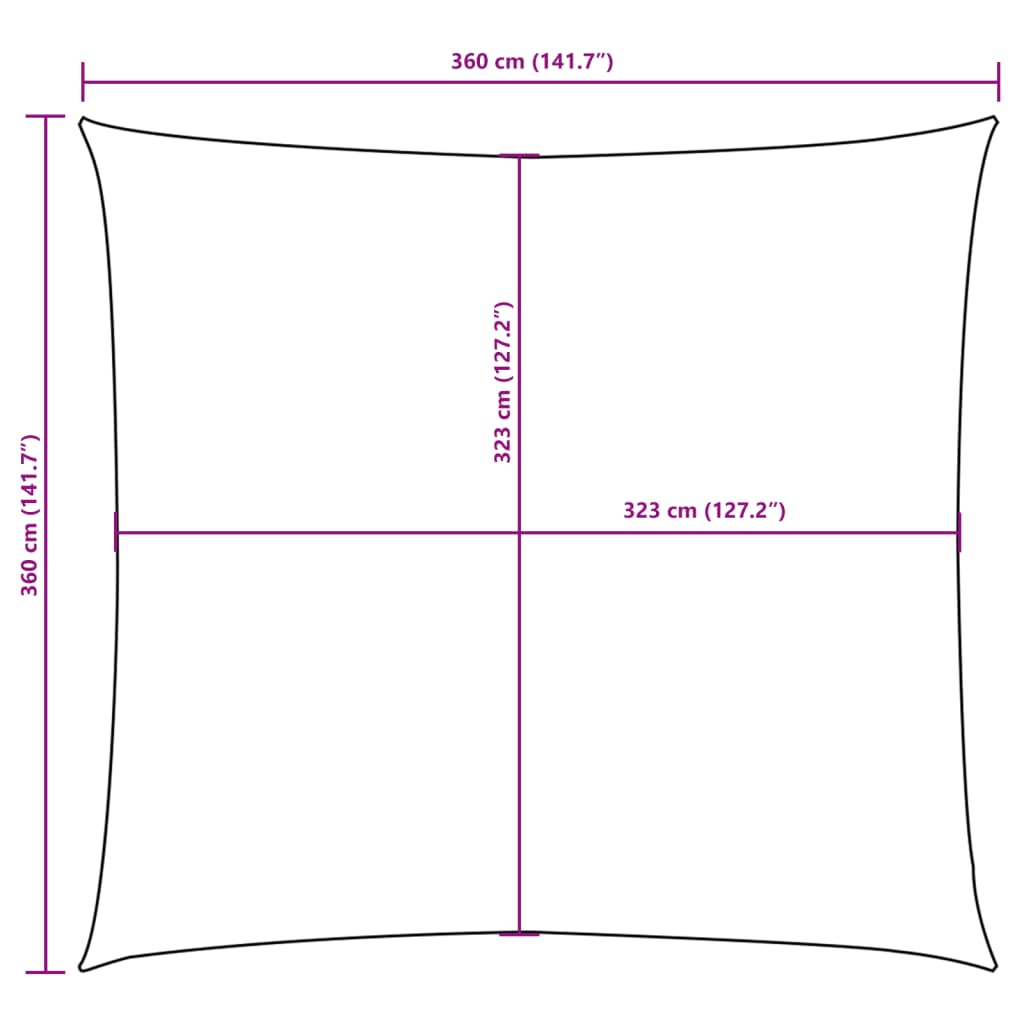 Para-sol estilo vela tecido oxford quadrangular 3,6x3,6m branco