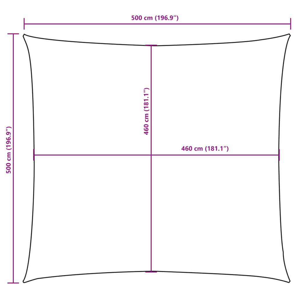 Para-sol estilo vela tecido oxford quadrado 5x5 m branco