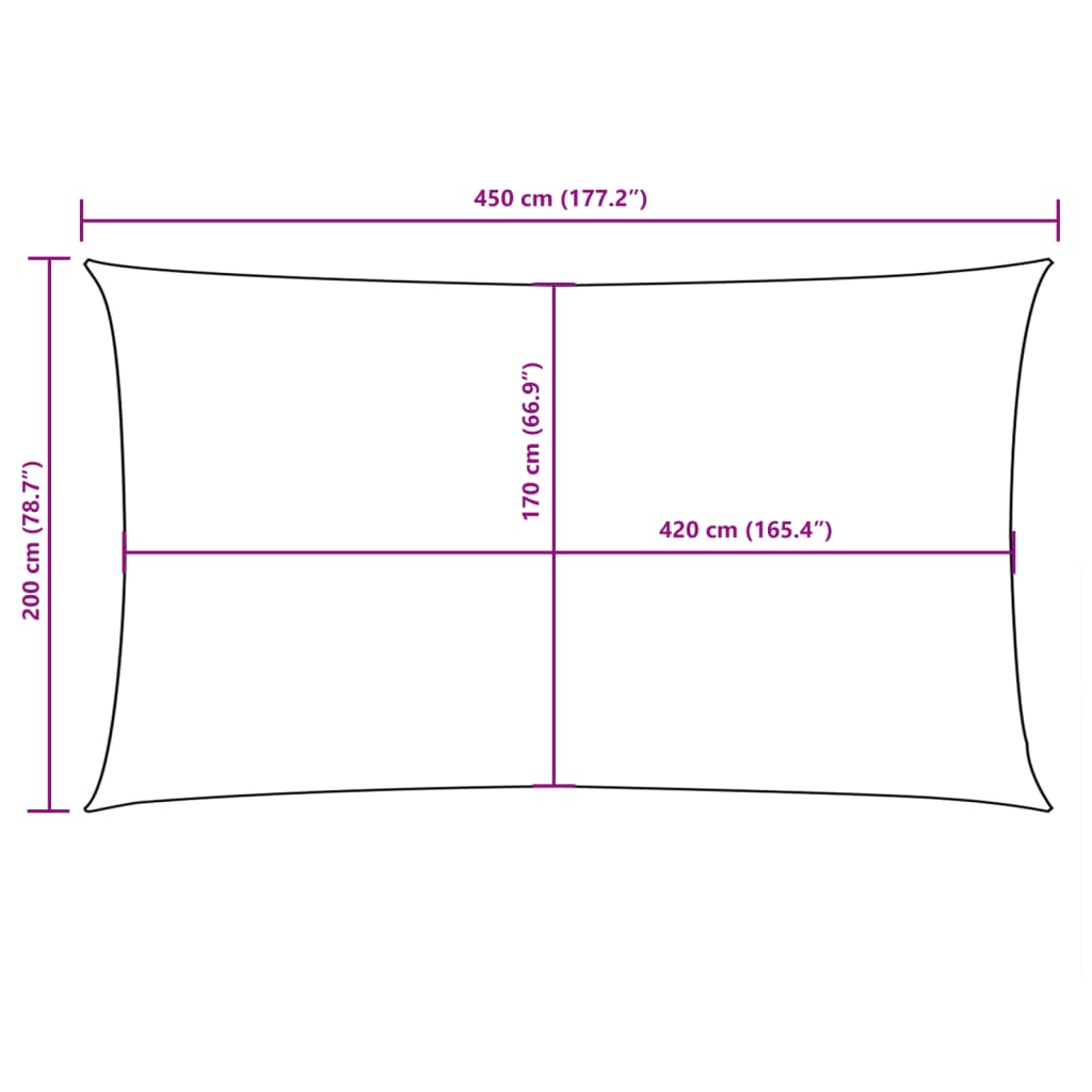 Para-sol estilo vela tecido oxford retangular 2x4,5 m branco