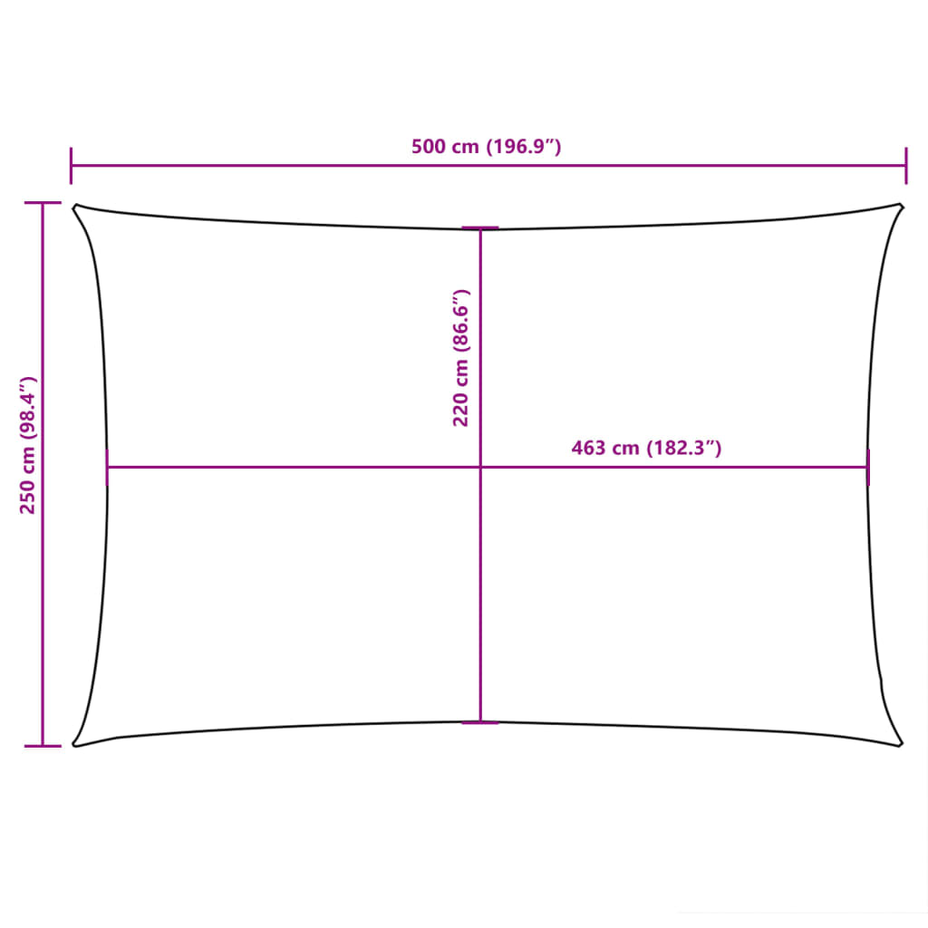 Para-sol estilo vela tecido oxford retangular 2,5x5 m branco