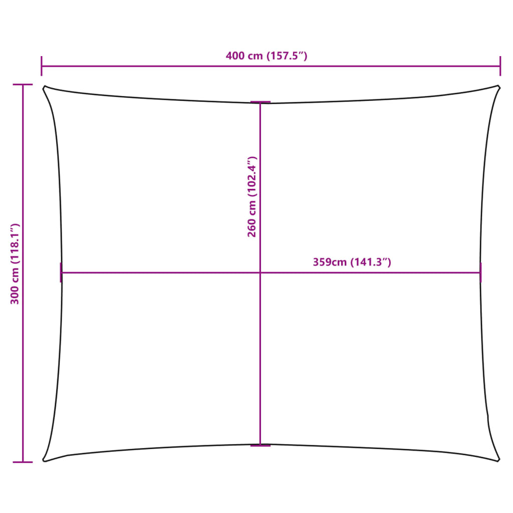 Para-sol estilo vela tecido oxford retangular 3x4 m branco