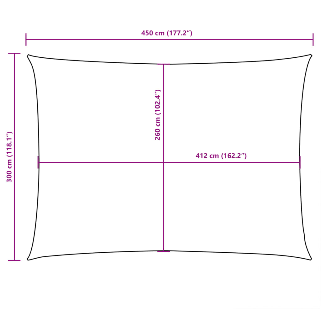 Para-sol estilo vela tecido oxford retangular 3x4,5 m branco