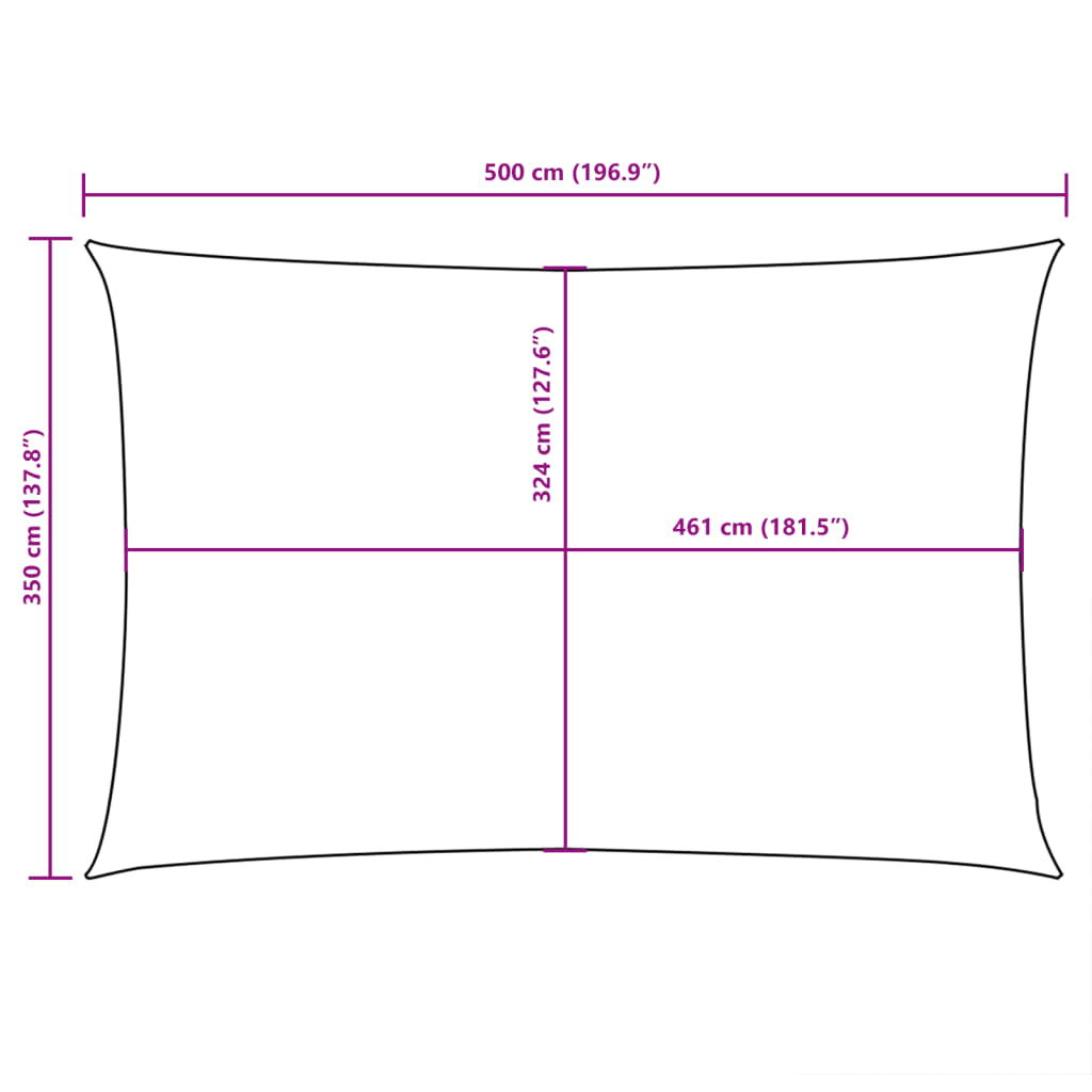 Para-sol estilo vela tecido oxford retangular 3,5x5 m branco