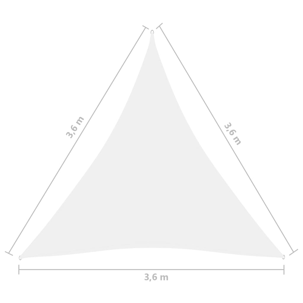 Para-sol vela tecido oxford triangular 3,6x3,6x3,6 m branco