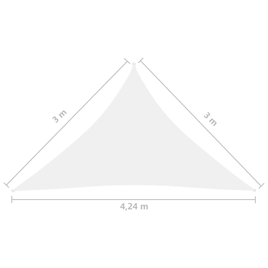 Para-sol estilo vela tecido oxford triangular 3x3x4,24 m branco