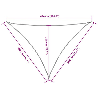 Para-sol estilo vela tecido oxford triangular 3x3x4,24 m branco