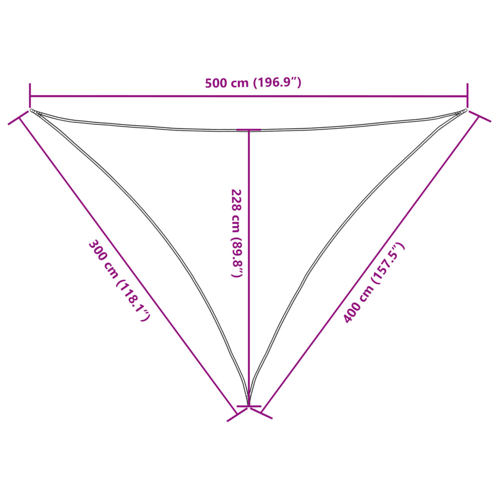 Para-sol em tecido oxford triangular 3x4x5 m branco