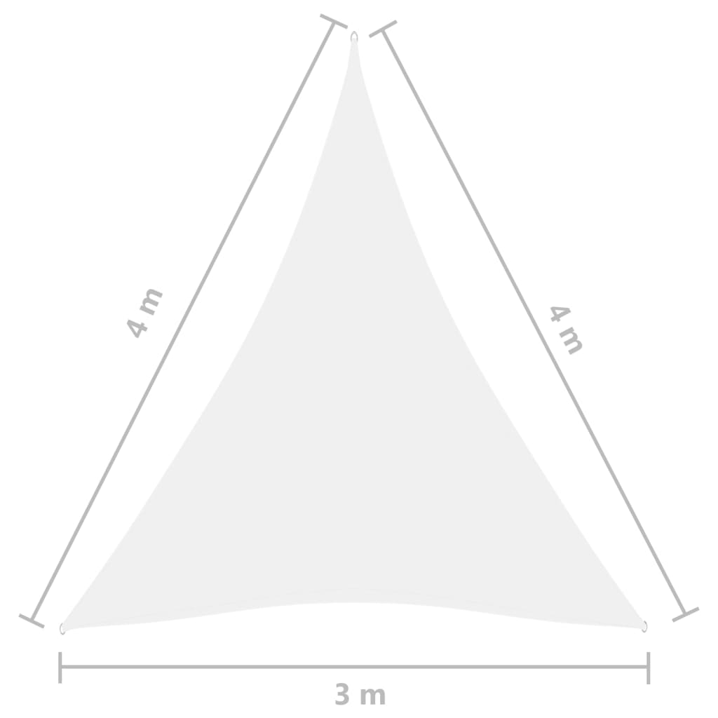 Para-sol estilo vela tecido oxford triangular 3x4x4 m branco