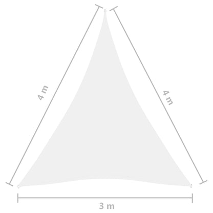 Para-sol estilo vela tecido oxford triangular 3x4x4 m branco