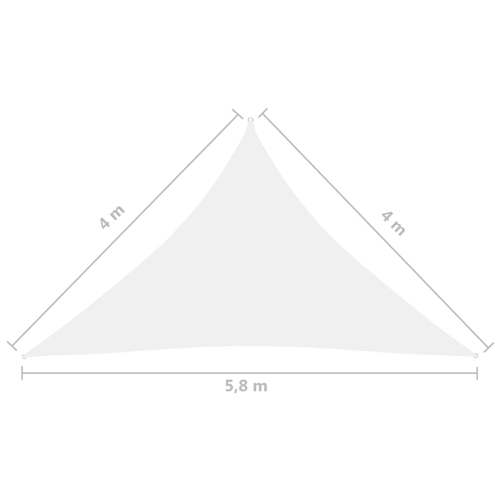 Para-sol estilo vela tecido oxford triangular 4x4x5,8 m branco