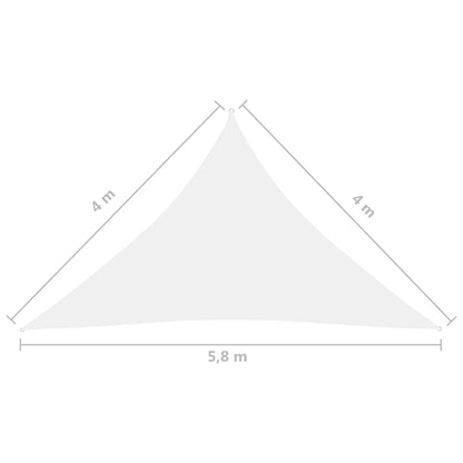 Para-sol estilo vela tecido oxford triangular 4x4x5,8 m branco