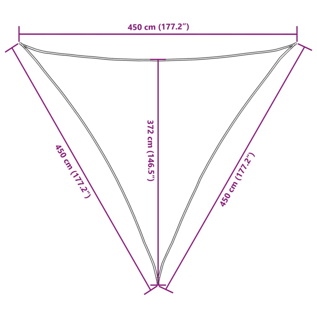 Para-sol est. vela tecido oxford triangular 4,5x4,5x4,5m branco