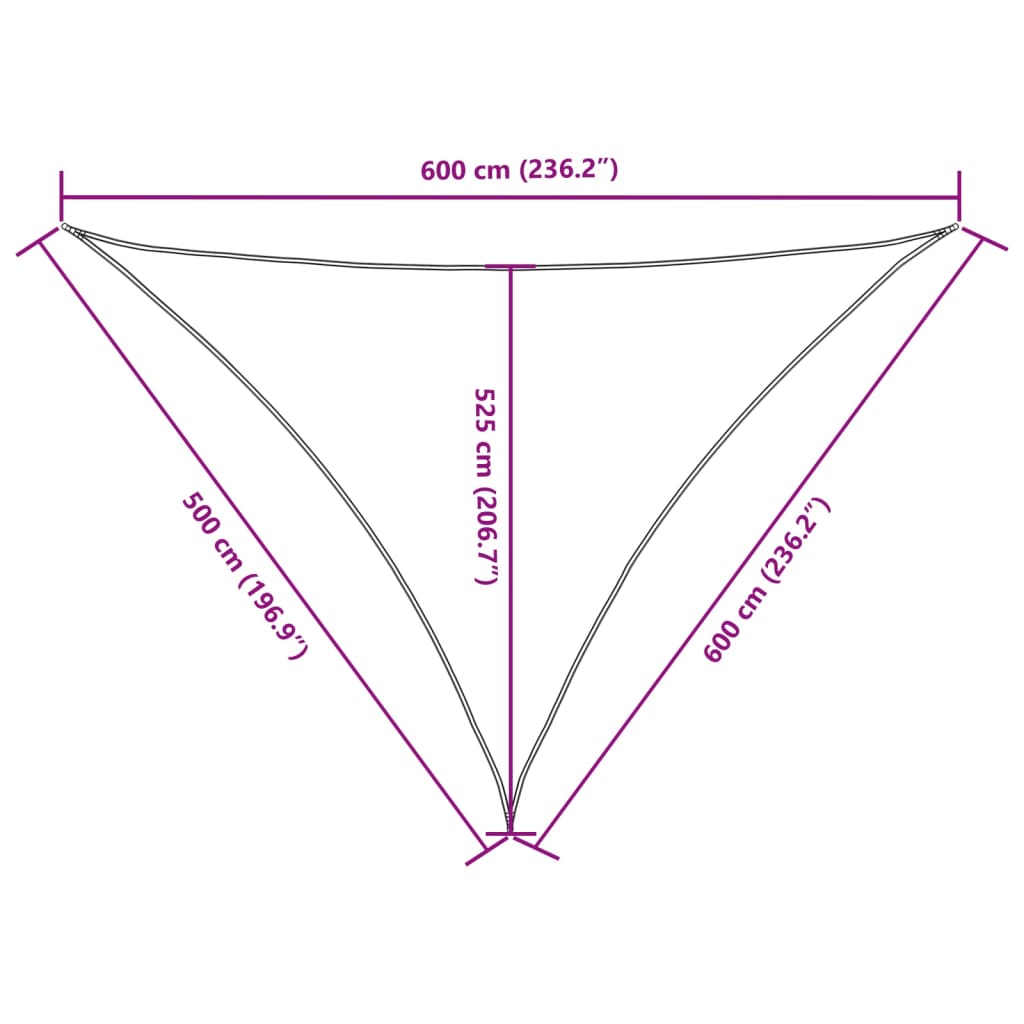 Para-sol estilo vela tecido oxford triangular 5x6x6 m branco