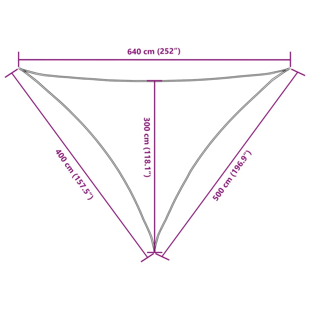 Para-sol estilo vela tecido oxford triangular 4x5x6,4 m branco