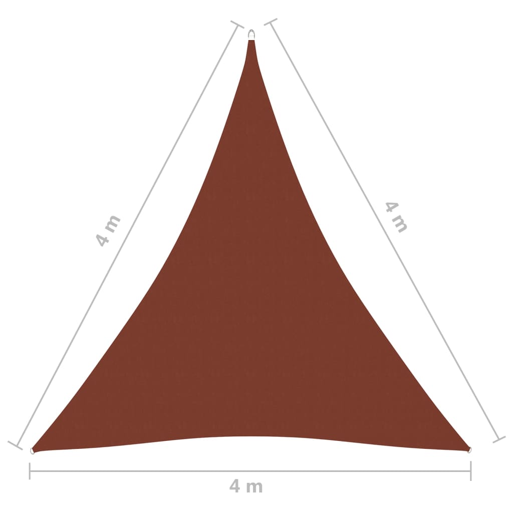 Para-sol estilo vela tecido oxford triangular 4x4x4 m terracota