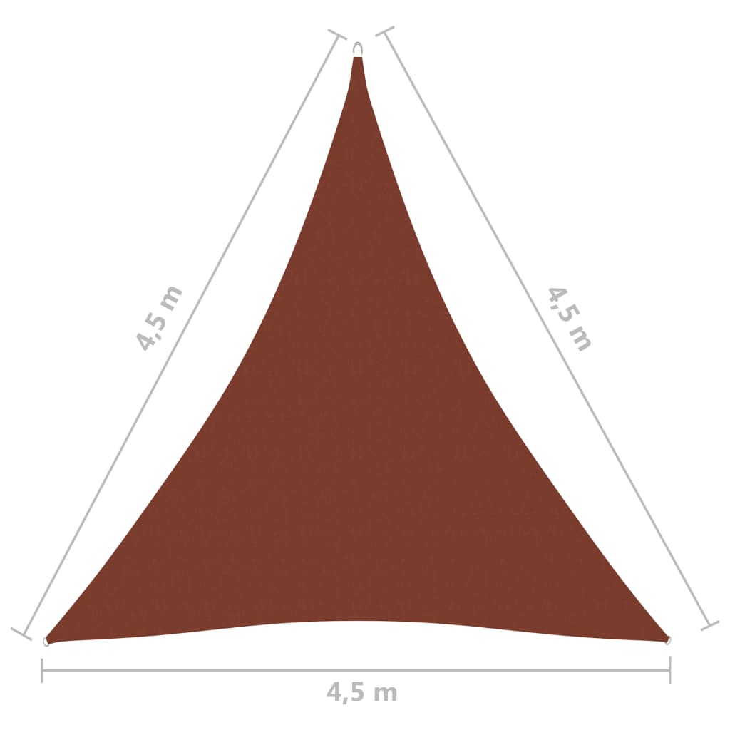 Para-sol vela tecido oxford triangular 4,5x4,5x4,5 m terracota