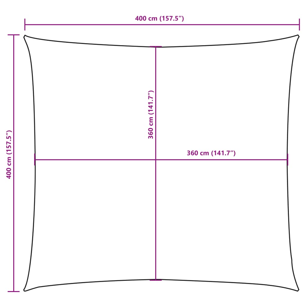 Para-sol vela tecido oxford quadrado 4x4 m cinzento-acastanhado