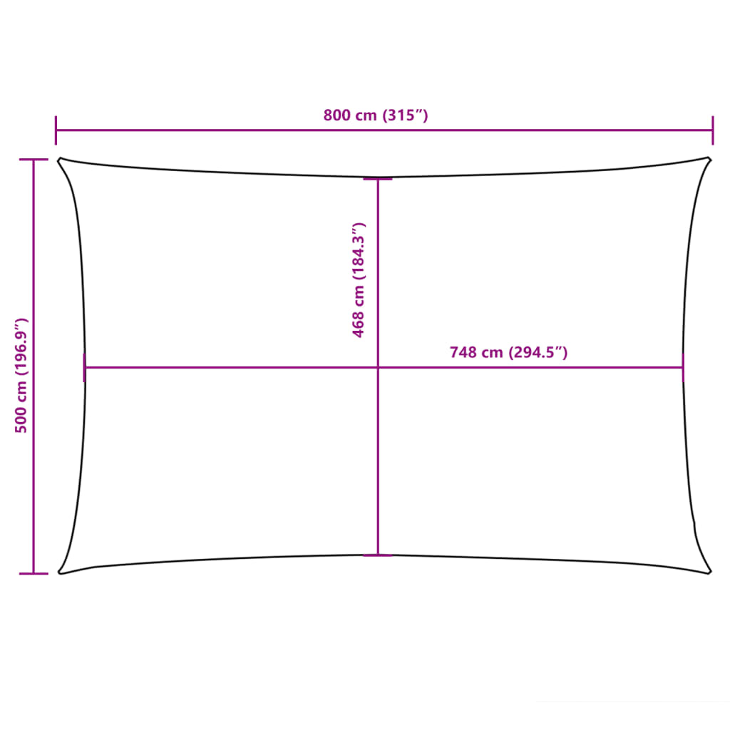 Guarda-sol tecido Oxford retangular 5x8 m cinzento-acastanhado