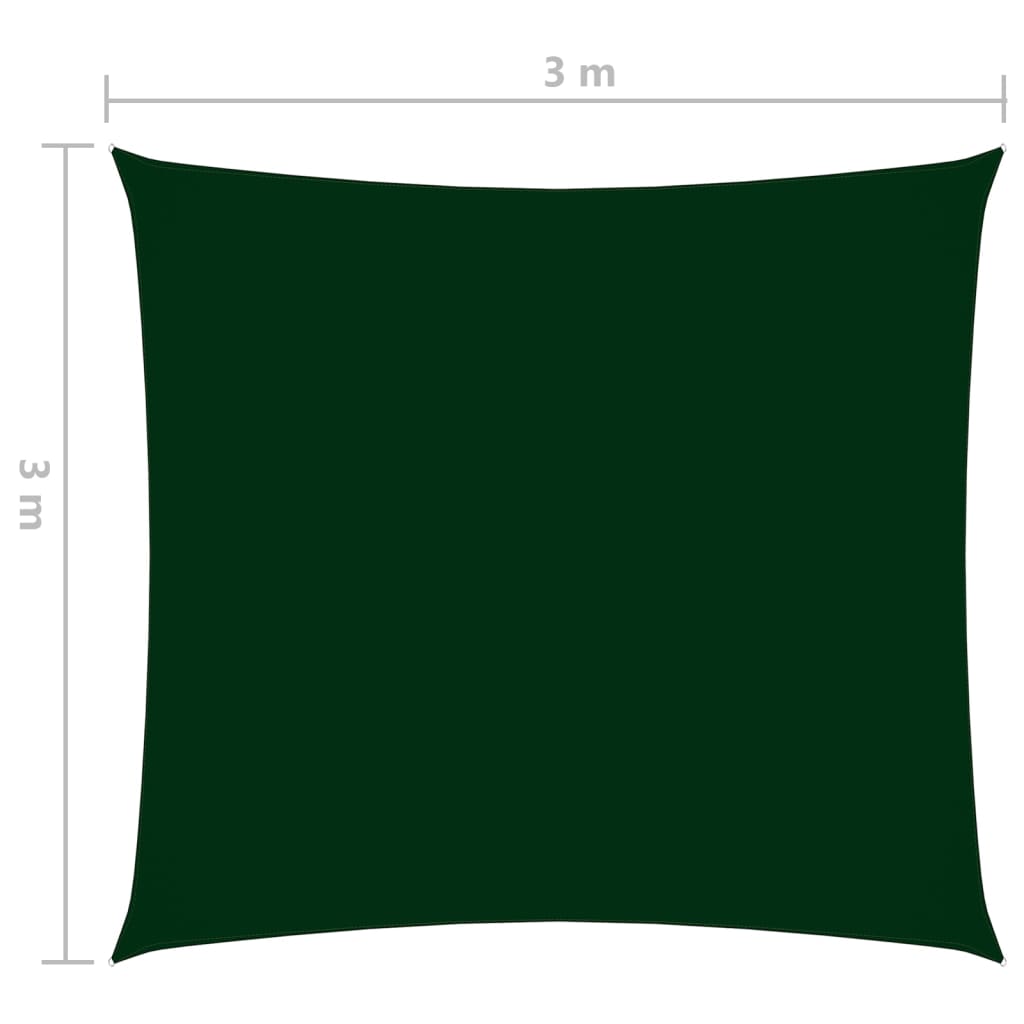 Para-sol estilo vela tecido oxford quadrado 3x3 m verde-escuro