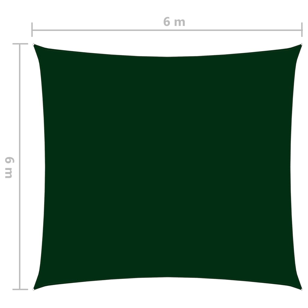 Para-sol estilo vela tecido oxford quadrado 6x6 m verde-escuro