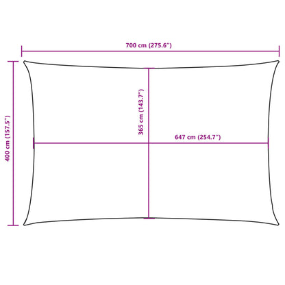 Para-sol estilo vela tecido oxford retangular 4x7m verde-escuro