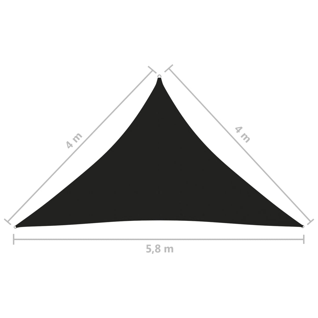 Para-sol estilo vela tecido oxford triangular 4x4x5,8 m preto