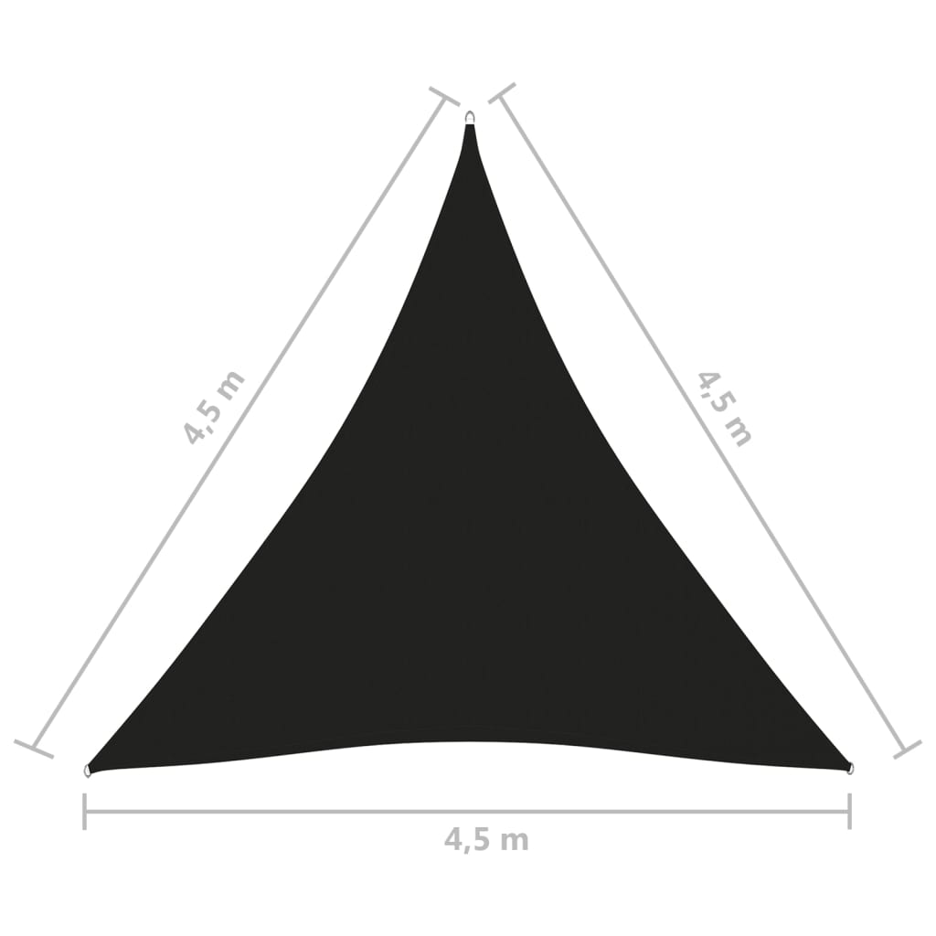 Para-sol vela tecido oxford triangular 4,5x4,5x4,5 m preto