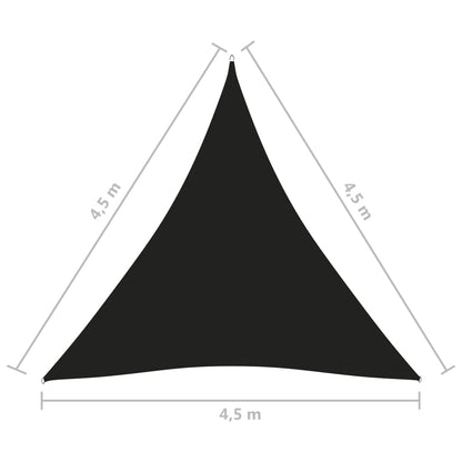 Para-sol vela tecido oxford triangular 4,5x4,5x4,5 m preto