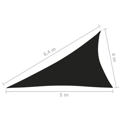 Para-sol estilo vela tecido oxford triangular 4x5x6,4 m preto