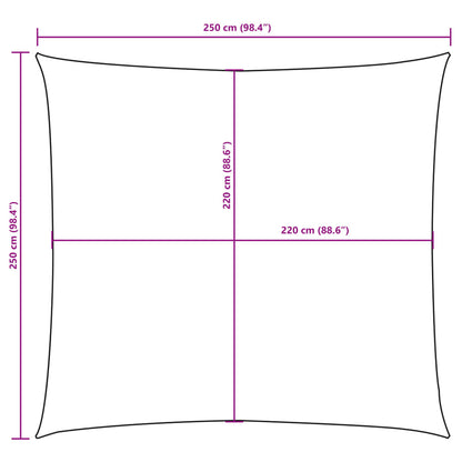 Para-sol estilo vela tecido oxford quadrado 2,5x2,5 m castanho