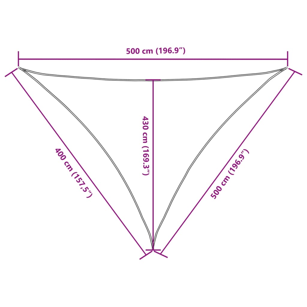 Para-sol estilo vela tecido oxford triangular 4x5x5 m castanho