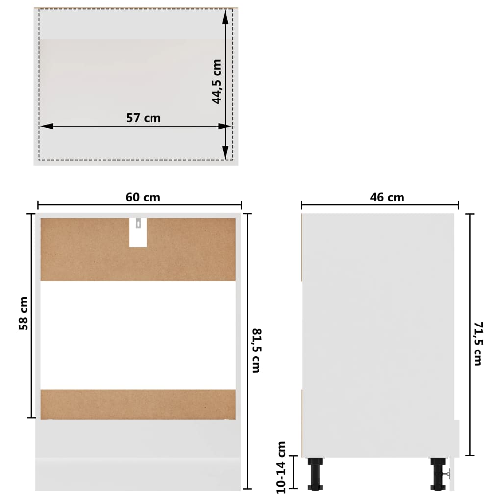 Armário para forno 60x46x81,5 cm contraplacado branco