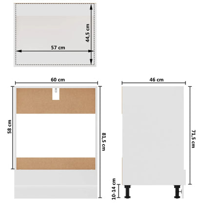 Armário para forno 60x46x81,5 cm contraplacado branco