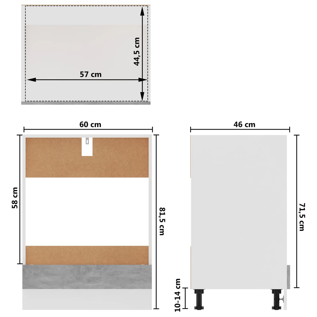 Armário para forno 60x46x81,5 cm contraplacado cinza cimento