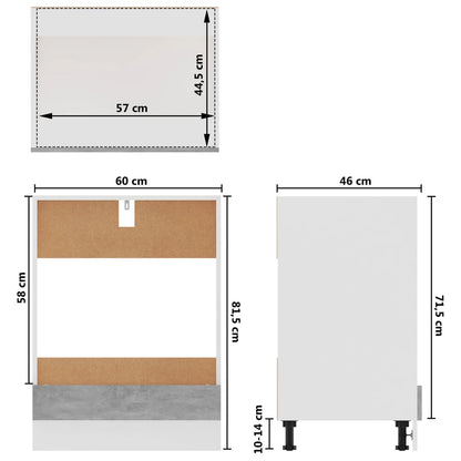 Armário para forno 60x46x81,5 cm contraplacado cinza cimento