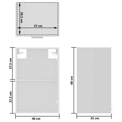 Armário de parede c/ vidro 40x31x60 cm contraplacado branco