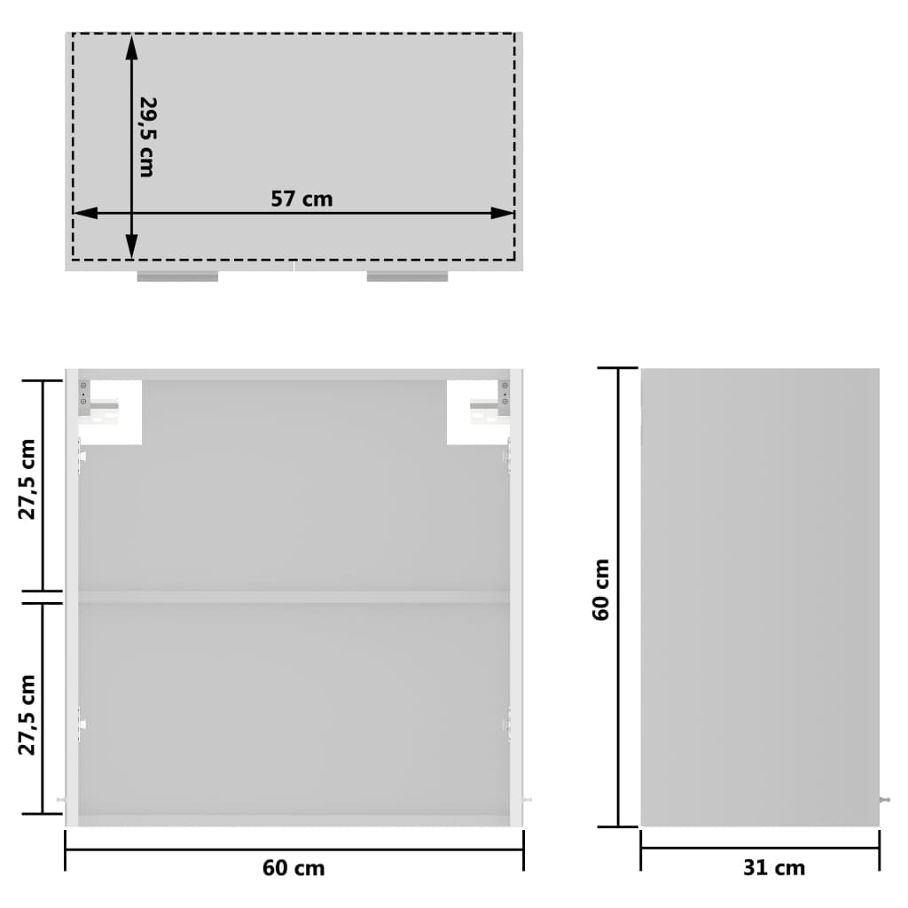 Armário de parede c/ vidro 60x31x60 cm contraplacado branco