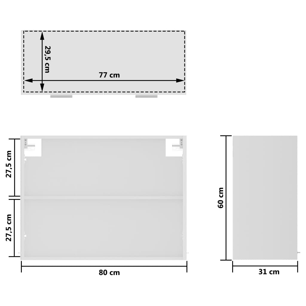 Armário de parede c/ vidro 80x31x60 cm contraplacado branco