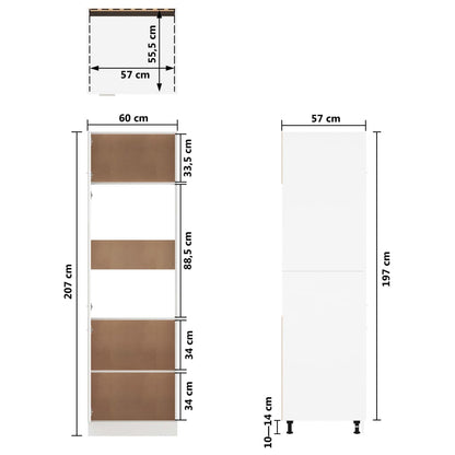 Armário para frigorífico 60x57x207 cm contraplacado branco