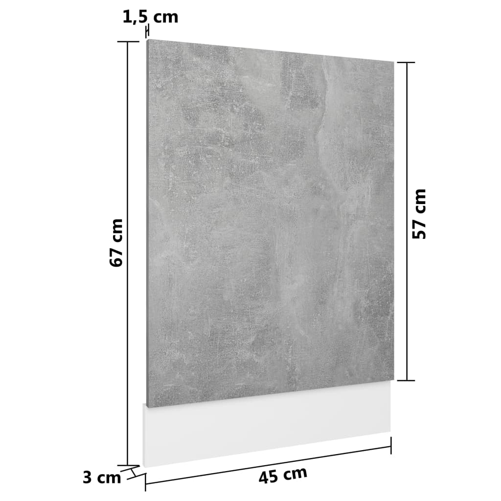 Painel máquina lavar louça 45x3x67 cm contraplacado cinzento