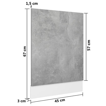 Painel máquina lavar louça 45x3x67 cm contraplacado cinzento