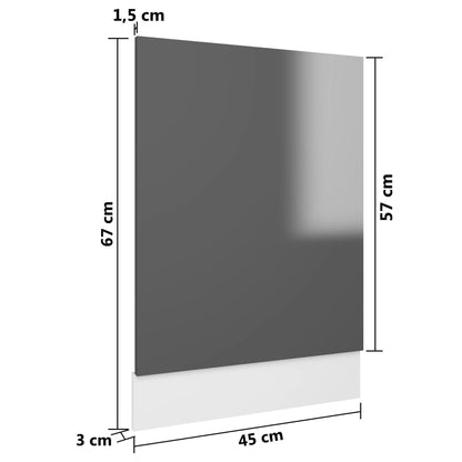 Painel máquina lavar louça 45x3x67 contraplacado cinzento