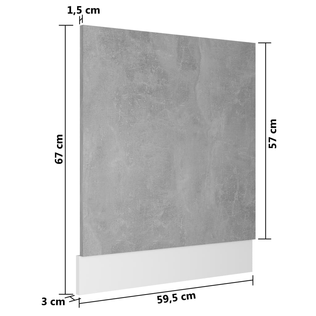 Painel máquina lavar louça 59,5x3x67 cm contraplacado cinzento