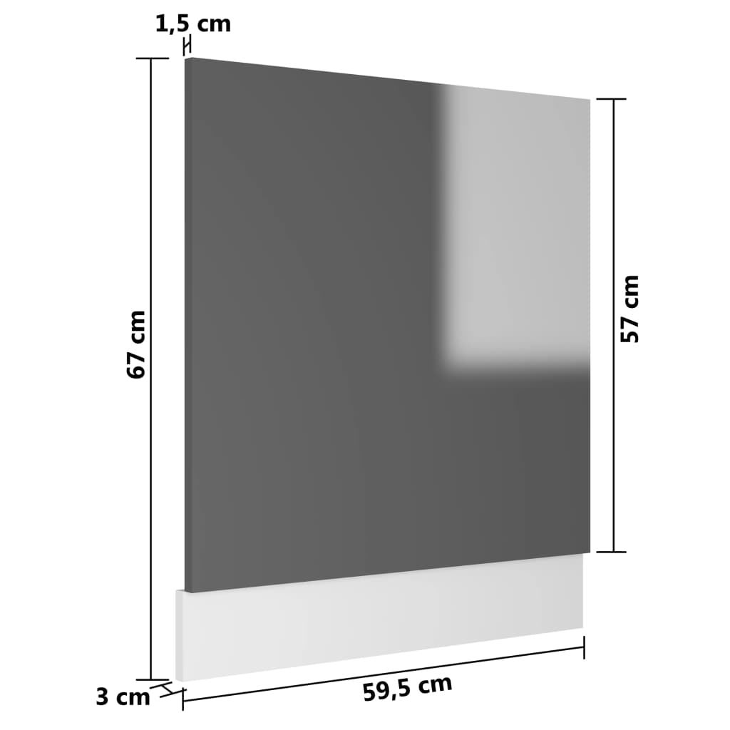 Painel máquina de lavar louça 59,5x3x67 cm contraplacado cinza