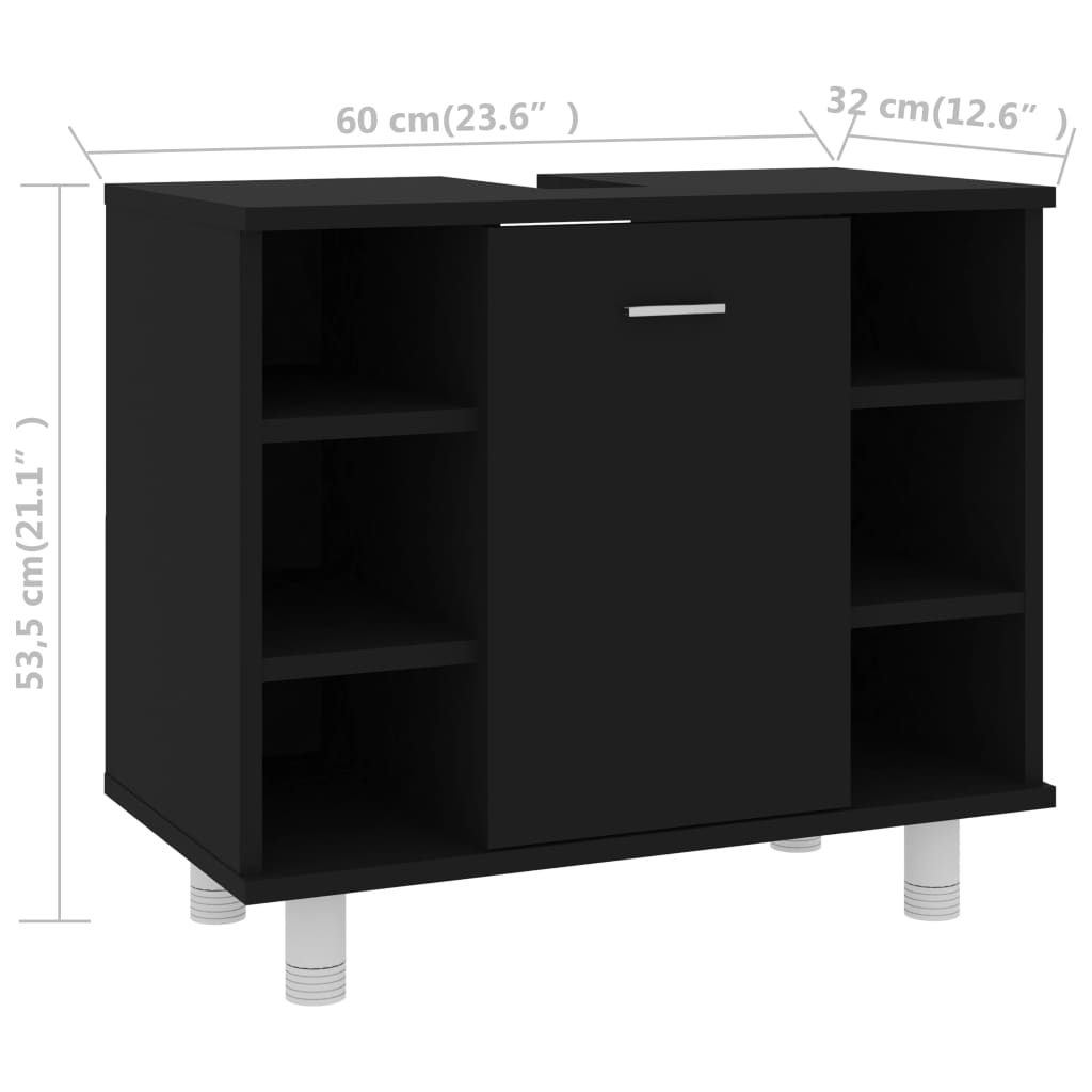 Móvel de Lavatório Luce de 60cm - Preto - Design Moderno