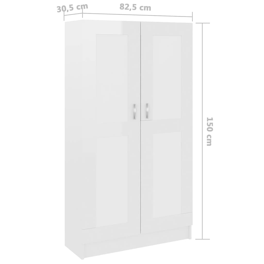 Aparador de Sala Léa - Cor Branco Brilhante - Com 4 Prateleiras - 82,5x30,5x150 cm - Contraplacado e MDF - Design Nórdico