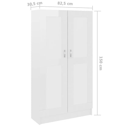 Aparador de Sala Léa - Cor Branco Brilhante - Com 4 Prateleiras - 82,5x30,5x150 cm - Contraplacado e MDF - Design Nórdico