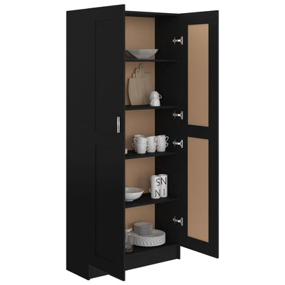 Aparador de Sala Léa - Cor Preto - Com 5 Prateleiras - 82,5x30,5x185,5 cm - Contraplacado e MDF - Design Nórdico