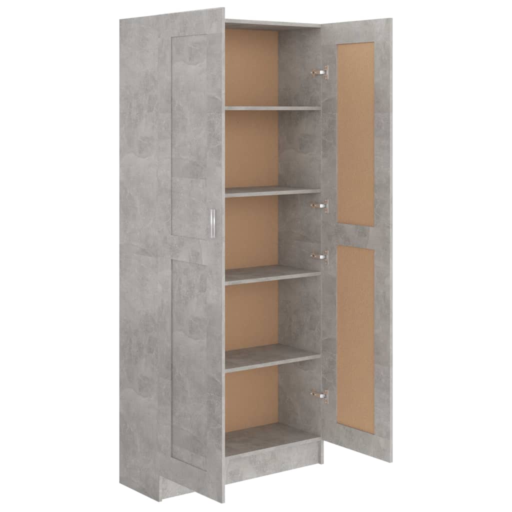 Aparador de Sala Léa - Cor Cinzento Cimento - Com 5 Prateleiras - 82,5x30,5x185,5 cm - Contraplacado e MDF - Design Nórdico